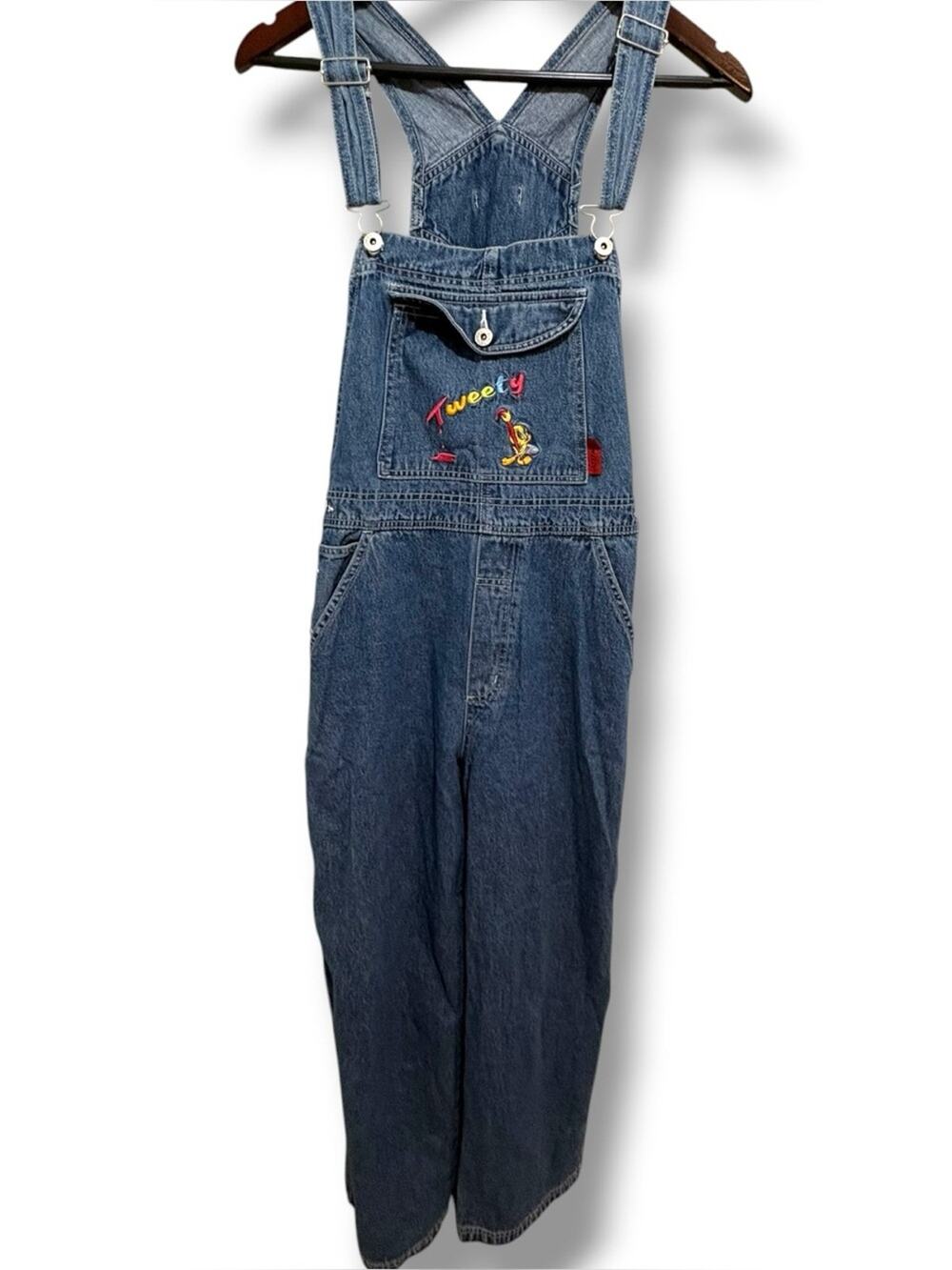 Vintage 90s Looney Tunes Tweety Bird Denim Carpenter Overalls